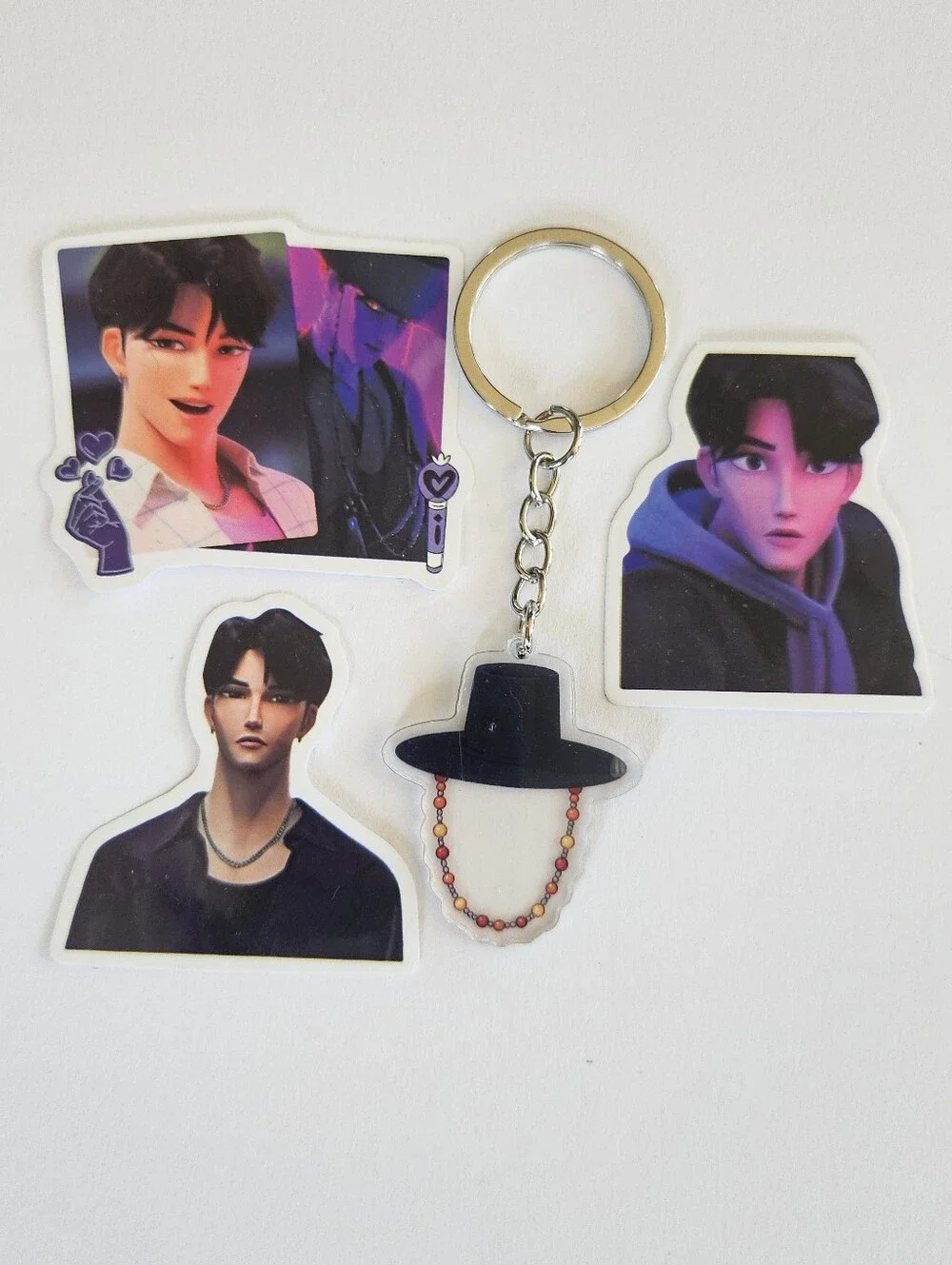 New Kpop Demon Hunters jinu keyring, keychain,  Saja boys. Plus 3 stickers